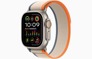 Apple Watch Ultra 2 GPS+ Cellular, 49mm Titanium Case with Orange/Beige Trail Loop - S/M