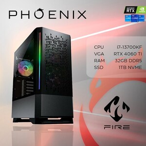 Phoenix FIRE GAME Y-727, Intel Core i7-13700KF, 32GB RAM, 1TB M.2 SSD, nVidia GeForce RTX 4060 Ti, NoOS, stolno računalo
