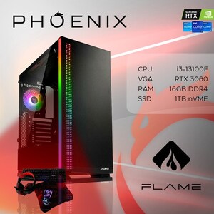 Phoenix FLAME Y-524, Intel Core i3-13100F, 16GB RAM, 1TB M.2 SSD, nVidia GeForce RTX 3060, NoOS, stolno računalo