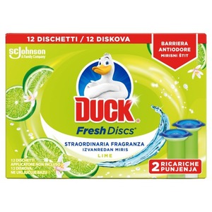 Duck Fresh Discs gel za čišćenje i osvježavanje WC školjke - duplo punjenje 72 ml, miris lime
