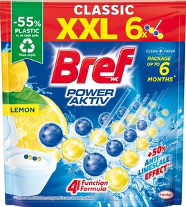 Bref Power Aktiv Lemon, osvježivač za WC školjke, XXL pakiranje, 6x50 g