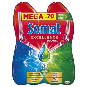 Somat Excellence Duo Gel deterdžent za perilicu posuđa, 70 pranja, 2 x 630 ml