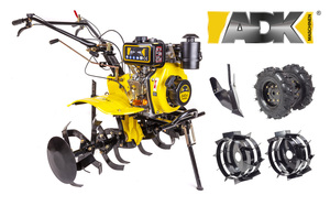 ADK motorna kopačica BSD-900 - 6 KS, elektro start + gumeni kotači + metalni kotači + plug + bočni diskovi