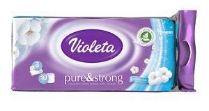 Violeta toaletni papir pure&strong, 3-slojni, 110 listića, 10/1