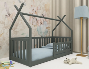 Drveni dječji krevet Bodzio 200x90 cm, grafit