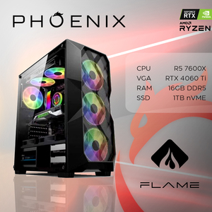 Phoenix FLAME Y-560, AMD Ryzen 5 7600X, 16GB RAM, 1TB M.2 SSD, nVidia GeForce RTX 4060 Ti, NoOS, stolno računalo
