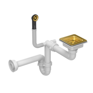 Quadron kvadratni ručni odvod za granit sudopere s 1 posudom, nano PVD zlato