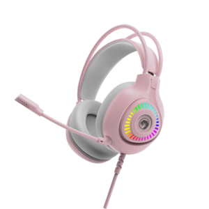 Marvo H8325 PK RGB, žičane gaming slušalice, roze