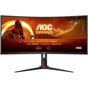 AOC monitor Agon CU34G2XP, VA, WQHD, 180Hz, 1ms, HDMIx2, DP, zakrivljeni