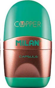 Gumica + šiljilo, MILAN, Capsule Copper, zelena