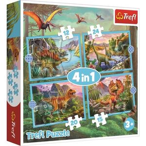 Trefl puzzle dinosauri, 4u1 (12,15,20,24) 34609