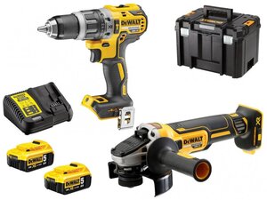 DEWALT akumulatorski set bušilica-odvijač DCD796P2 + kutna brusilica DCG405N + 2 x 18V 5,0 Ah