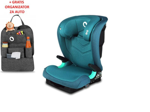 Lionelo i-Size autosjedalica Neal, ISOFIX, 100-150cm, zelena + ORGANIZATOR