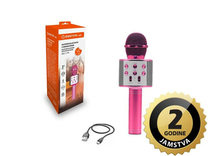 MANTA mikrofon bežični sa zvučnikom i karaoke funkcijom, MIC11-PK, rozi