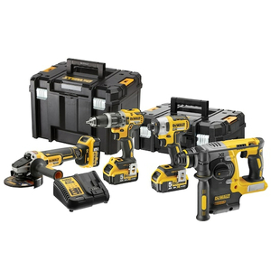 DEWALT set aku alata (aku bušaći čekić DCH273 + aku kutna brusilica DCG405 + aku udarna bušilica DCD796 + aku udarni odvijač DCF887) 3X5Ah, punjač i 2X TSTAK - DCK422P3T-QW