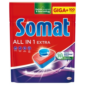 Somat All in One Extra tablete za strojno pranje posuđa, 100 pranja