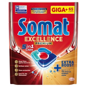 Somat Excellence Premium 5u1 tablete za strojno pranje posuđa, 65 kom