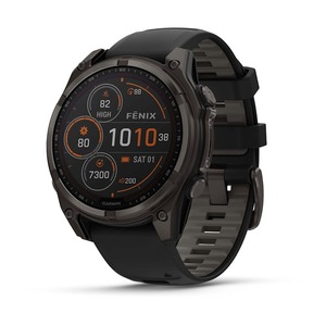 Garmin Fenix 8 Sapphire SOLAR, 47 mm,  Carbon Gray DLC Tit., Black/Pebble Gray, 010-02906-11, pametni sat