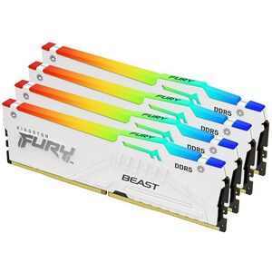 Memorija Kingston 64GB (4x16GB) DDR5 5600MHz, FURY Beast White RGB, U-DIMM (KF556C40BWAK4-64)