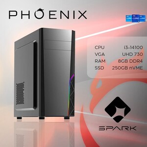 Phoenix SPARK Y-231, Intel Core i3-14100, 8GB RAM, 250GB M.2 SSD, Intel UHD Graphics 730, NoOS, stolno računalo