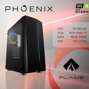 Phoenix FLAME Y-605, AMD Ryzen 5 9600X, 16GB RAM, 1TB M.2 SSD, nVidia GeForce RTX 4060 Ti, NoOS, stolno računalo