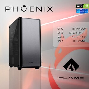 Phoenix FLAME Y-603, Intel Core i5-14400F, 16GB RAM, 1TB M.2 SSD, nVidia GeForce RTX 4060 Ti, NoOS, stolno računalo