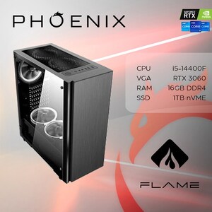 Phoenix FLAME Y-602, Intel Core i5-14400F, 16GB RAM, 1TB M.2 SSD, nVidia GeForce RTX 3060, NoOS, stolno računalo