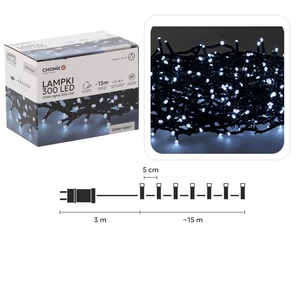 Božićne LED lampice – 300 LED, IP44, hladno bijela, 15 m, 8 načina osvjetljenja