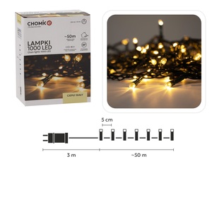 Božićne LED lampice - 1000 LED, IP44, toplo bijela, 50 m, 8 načina osvjetljenja