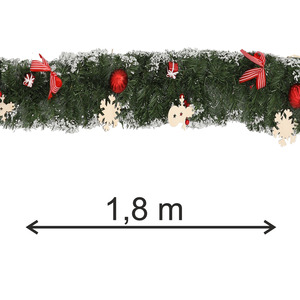 Božićna dekorativna girlanda 1,8 m – Bijelo - crvena
