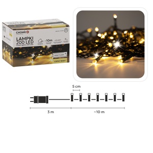 Božićne LED lampice – 200 LED, IP44, toplo bijela, 10 m, efekt bljeska