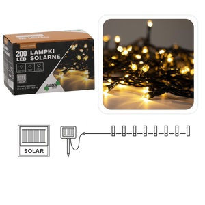 Božićne LED solarne lampice – 200 LED, toplo bijela, 22 m, 8 načina osvjetljenja