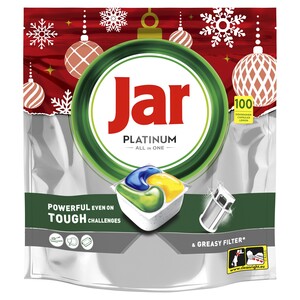 Jar kapsule za pranje posuđa Platinum All in One Lemon Xmas, 100 kom