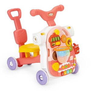 Edukativna guralica 4u1 + tricikl, romobil i interaktivni stol, roza