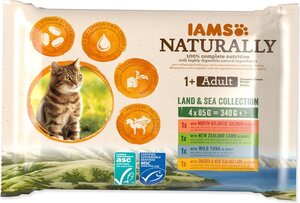 IAMS Naturally Cat Adult Land & Sea Collection 4x85G, četiri okusa