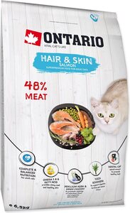 Ontario Cat Adult Hair & Skin 6,5kg, losos