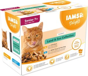 IAMS Delights Senior multipack 1020g (12x85g), dva okusa