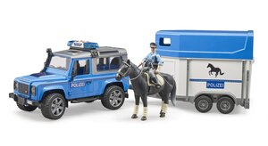 Bruder Land Rover konjska prikolica policijskog vozila, konj + policajac