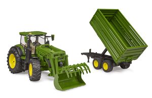 Bruder traktor John Deere 7R 350 s prednjim utovarivačem i prikolicom za prijevoz