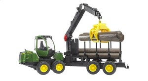 Bruder traktor John Deere s utovarivačem i prikolicom za drva