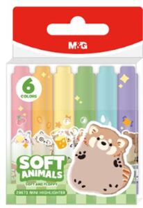 Marker flomaster, M&G, mini fluo, Soft Animals, komplet od 6 kom