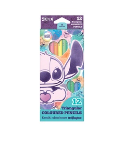 Drvene bojice Disney Fashion, trokutaste, 12 boja, Stitch