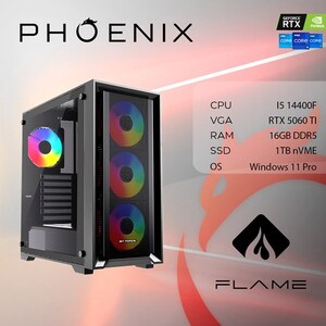 Phoenix FLAME X-512 Intel i5 14400F, 16GB DDR5, NVME SSD 1TB, RTX 5060 TI 8GB, 600W 80+, Windows 11 PRO, stolno računalo