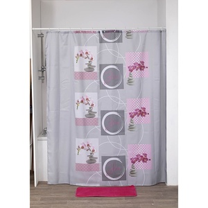 Tendance Naia zavjesa za kadu + 12 bijelih pp kukica, 180x200 cm