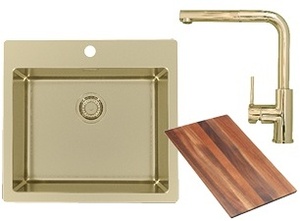 Alveus set PURE 70 i slavina ZEOS-P Gold