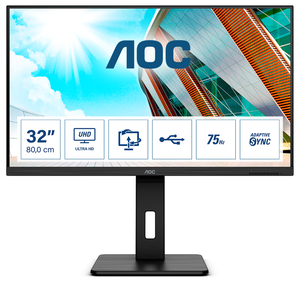 AOC monitor U32P2, 31.5", VA, UHD, 60Hz, 2xHDMI, DP, USB, HAS