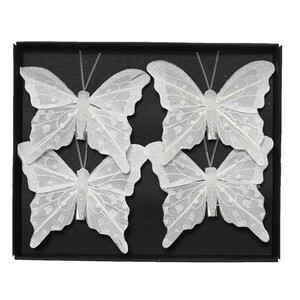 Leptiri na štipaljci 8x6cm, 4kom, bijela