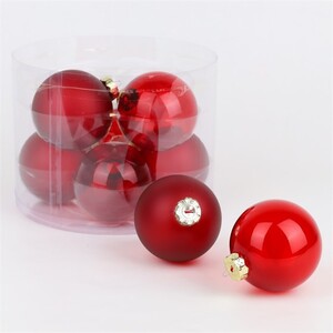 Staklene kuglice 8cm, 8kom, bordo