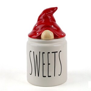 Keramička posuda s poklopcem Gnom sweets, 20cm, crvena/bijela