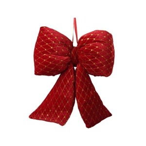 Mašna velvet 11 cm, crvena/zlatna